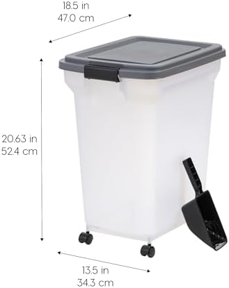 IRIS USA Dog Food Storage Container, Up to 40 lbs, Dark Gray, Made in USA