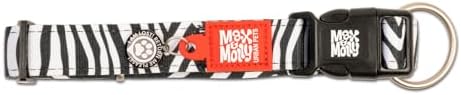 Max & Molly Fashion Smart ID Dog Collar, Soft Padded Neoprene, Anti-Fade, Adjustable Sizing w/Pet Profile Smart ID QR-Tag, Waterproof & Machine Washable for Medium Dogs, Zebra Print Design, Medium