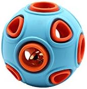 WishLotus Dog Ball Toy, Dog Interactive Toy with Ring Bell Squeak Toys Dog Rubber Bouncy Ball Pet Exercise Game Puzzle Ball to Increase IQ Search & Catch Bite Resistant Chewing Toy (S, Orange&Blue)