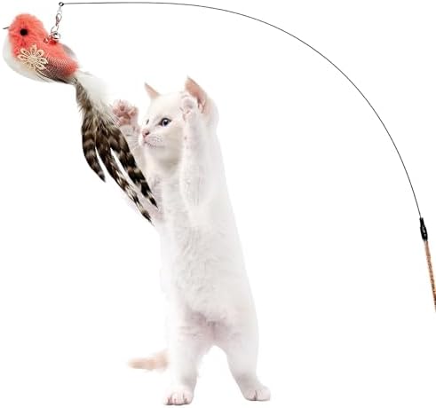 Cat Feather Toy Bird Refills, 12 Pieces Cat Wand Attachments Feather Bird Toy for Indoor Cats