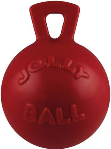 Jolly Pets Tug-n-Toss Heavy Duty Dog Toy Ball with Handle, 4.5 Inches/Small, Orange