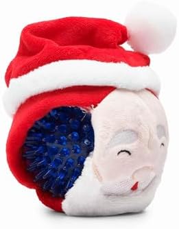Flourish Pets 2 in 1 Christmas Multi-Layer Chew Toy for Active Dogs | Non-Toxic BPA Free Double Stitched Soft Fabric and Long-Lasting Dog Plush Toys (Christmas Santa 3.5")