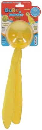 GURU Bonanza Ball Interactive Dog Toy with Tail - Squeaky Treat Dispensing Fetch Toy for Medium Large Dogs - Durable Chew Pro Rubber Ball for Tug and Water Play - Crinkle Fabric - Medium