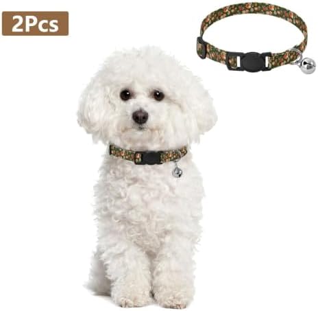 Cute Woodland Animals Fox Pet Collar 2 Pack Soft Polyester Pet Collar Adjustable Length 10.6" to 17.1"