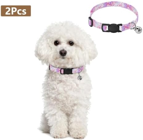 Cherry Blossom Flowers Pink Easy to Clean Pet Collar 2 Pack Adjustable Pet Collar