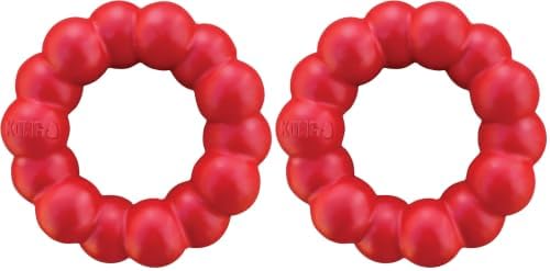 KONG Ring - Natural Rubber Ring Toy for Healthy Chewing Habits - Chew Toy Supports Dog Dental Health - Dog Toy Supports Instincts During Playtime - for Small/Medium Dogs (Pack of 2)