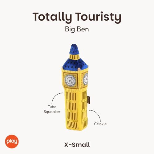 P.L.A.Y. PET LIFESTYLE AND YOU P.L.A.Y. Cute Plush Dog Toys - Totally Touristy Landmark Themed Durable Squeaker Chew Toy, Great for Puppies Dogs - Machine Washable (Big Ben, X-Small)
