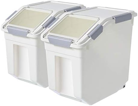 LISM 2 Pack Dog Food Storage Container with Scoop,Large Airtight Pet Dog Food Bin,Container for Dog Treats Rice,Dog Cat Dry Food Bin,Baking Supplies,Flour,Rice,Kitchen Pantry Cereal(15 LB)