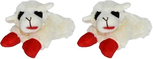Multipet Lamb Chop Dog Plush Toy-Squeaky Toy for All Dogs - Extra Soft Plush - Stuffed Animal Dog Toy for Cuddling & Playing - Cute Pet-Toy (6", Cream) (Pack of 2)