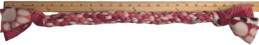 Dog Puppy Tug Pull Toy Rope Play Durable Interactive Entertaining Heavy Duty Fleece Square Braid by Knots SO Fast (Pink)