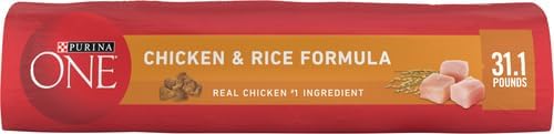 Purina ONE Chicken & Rice Formula Dry Dog Food, 31.1 lb Bag | High protein dog food with a microbiome balance and SmartBlend of ingredients like prebiotic fiber for gut and immune support