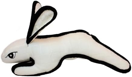 TUFFY - World's Tuffest Soft Dog Toy - Barnyard White Rabbit - Squeakers - Multiple Layers. Made Durable, Strong & Tough. Interactive Play (Tug, Toss & Fetch). Machine Washable & Floats