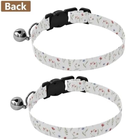 Meadow Flowers White Cats Collar 2 Pack Dog Collars for Small Dogs Adjustable 10.6 to 17.1 Inches