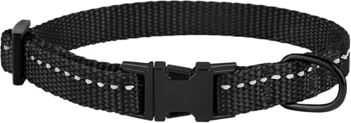 Reflective Dog Collar, Quick-Release Buckle (Black, 7-11 Inch)