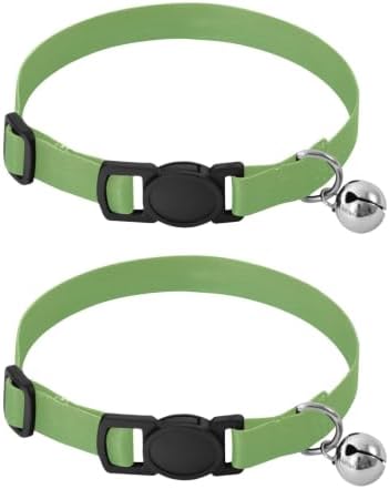 Gradient Green Soft Cat Collar, 2 Pack Cat Collar Breakaway with Bell