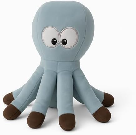 7" Squeaky Plush Toy for Puppies Small Dogs Self Etertainment Washable Soft Made [PET ONLY] (Grey Optopus)