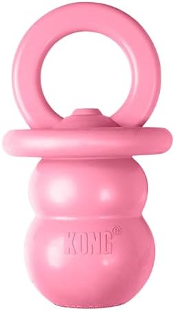 KONG Puppy Binkie, Natural Rubber Teething Toy, for Small Puppies, Pink