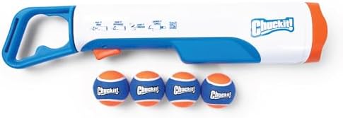 Chuckit! Max Cannon 24M Dog Ball Launcher for Fetch, 24-Inch Dog Fetch Toy and Interactive Ball Launcher, Works with Medium 2.5-Inch Balls, Includes 4 Balls