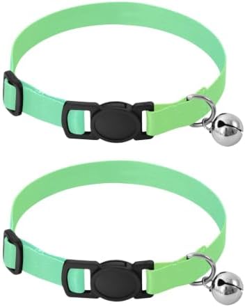 2 Pack Pet Collar Green Gradient Kitten Bell Collar, Adjustable Length 10.6" to 17.1"