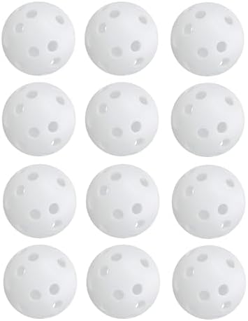 Low Noise No Bells Cat Ball Toy, 12Pcs White Plastic Golf Balls with Holes, Funny Interactive Cat Toys for Bored Indoor Cats,Cute Kitten Kitty Toys(1.65")