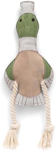 Fuzzl Eco Leather Dudley Duck Toy Natural and Tough Dog Toys - Long Lasting Chew Toys for Aggressive Chewers - Strong Dog Toy for Dogs and Puppy