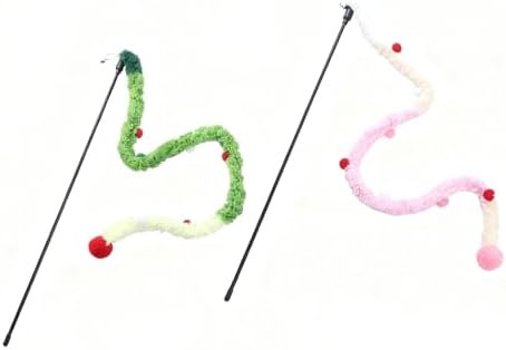 2 Pack of Cat Wand Toy Interactive Cat Plush Teaser Toys for Indoor Cats and Kittens