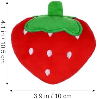 POPETPOP 2Pcs Dog Plush Squeaky Toys - Soft Strawberry Shape Interactive Puppy Chew Toy Stuffed Strawberry for Dogs Teething, Playing, Chewing for Holiday Christmas