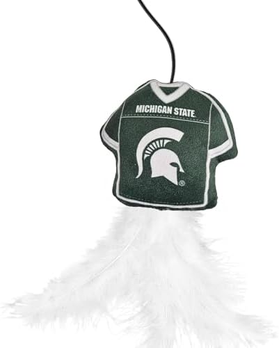Pets First NCAA Michigan State Spartans Team Jersey Wand with CAT NIP, Cat Toy Jersey Shaped Plush Teaser Toy for Cats & Kittens - Interactive Pet Toy for Play & Exercise