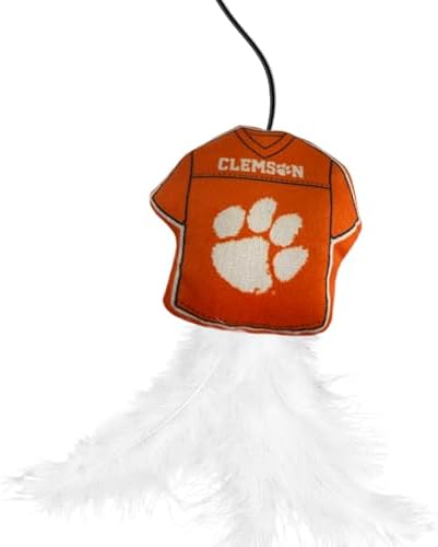 Pets First NCAA Clemson Tigers Team Jersey Wand with CAT NIP, Cat Toy Jersey Shaped Plush Teaser Toy for Cats & Kittens - Interactive Pet Toy for Play & Exercise