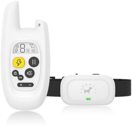 Dog Training Device Remote Control Barking Device pet Dog Trainer Electric Shock Collar pet Supplies Waterproof Rechargeable(White A)