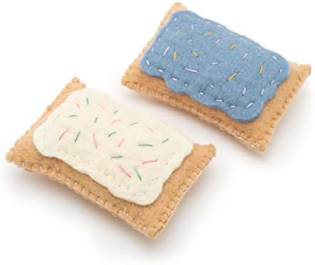 Glaciart One Wool Pop Tart Cat Toy Set with Catnip (2PCS) | for Interaction & Boredom Relief, Encourages Cats to Exercise & Play | Filled w/Organic Catnip to Help Sooth or Reduce Anxiety