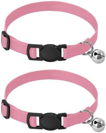 Yellow Pink Gradient Collar for Puppy, 2 Pack Collar with Bell for Dog Puppy
