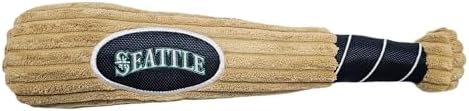 MLB Seattle Mariners Baseball Bat Toy for DOGS & CATS. Soft Corduroy Plush Dog Toy with Inner SQUEAKER, MLB Chew Toys for Dogs or Cats. Durable Fun Interactive Dog Toy with Team Names and Logo