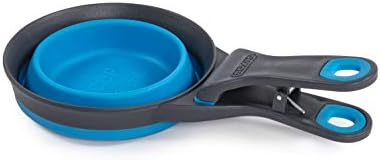 Dexas Popware for Pets Collapsible Klip Scoop, 3-in-1 Pet Food Scoop, Measuring Cup and Bag Clip, 2 Cup Capacity, Pro Blue