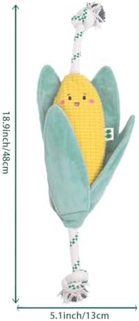 Green Sheep Interactive Plush Dog Toy, No Stuffing Squeaky Toy with Recycled Cotton Rope for Medium to Large Dogs, Chew Toy, Corn
