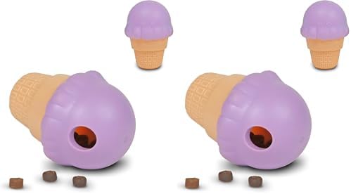 Brightkins Small Ice Cream Cone Treat Dispenser - Dog Toys, Treat Dispenser for Dogs (Pack of 2)