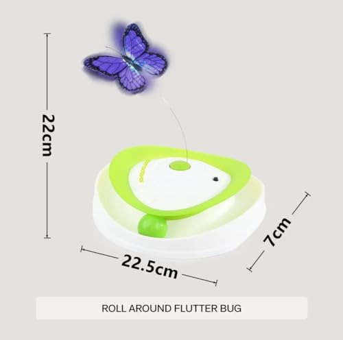 2-in-1 Auto Interactive Cat Toy, Fluttering Butterfly & Rolling Track Ball