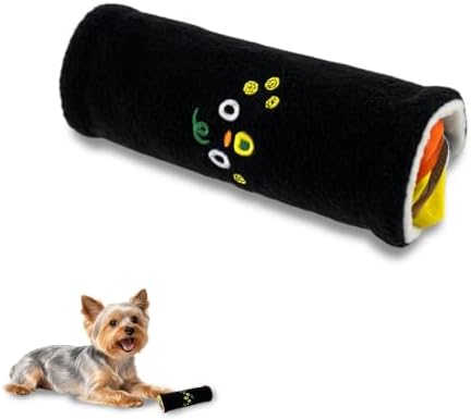 Andiker Dog Chew Toy, Sushi Shaped Plush Dog Toy with Crinkle Paper and Colorful Cloth Strips, Rollable and Foldable Interactive Dog Toys with Hidden Snack Channel for Small Dogs