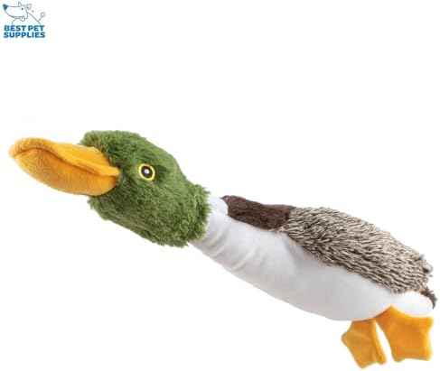 Best Pet Supplies Interactive Squeaky Dog Chew Toy, Ideal Dog Toys for Chewers, Small, Medium & Large Dogs, and Fetch Lovers - Mallard Duck (Gray, Gray, Brown), Small