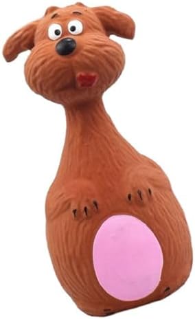 Interactive Dog Toys for Small Dogs, Rubber Latex Squeaky Toy with Cartoon Design, Bite Resistant Soft Chew Toy for Dogs Perfected for Play Teething for Small Medium Dogs (Brown Dog)