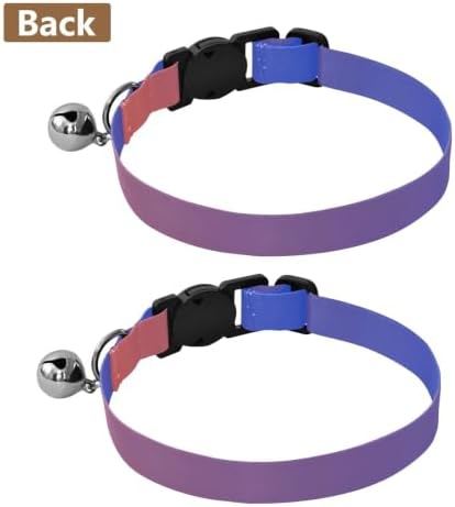2 Pack Small Dog Collar Red Blue Gradient Kitten Collar with Bell, Adjustable 10.6 to 17.1 Inches