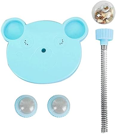Cat Treat Dispenser Toy, Plastic Cute Bear Shape Leaky Food Circle Balls Track Feeder Toy with Spring, Aggressive Interactive Durable Safe Pet Toys for Mental Enrichment (Blue)
