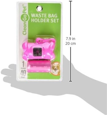 Clean Go Pet Bone Dog Waste Bag Holder, Clip and Two Rolls of Durable, Leakproof Black Plastic Poop Bags