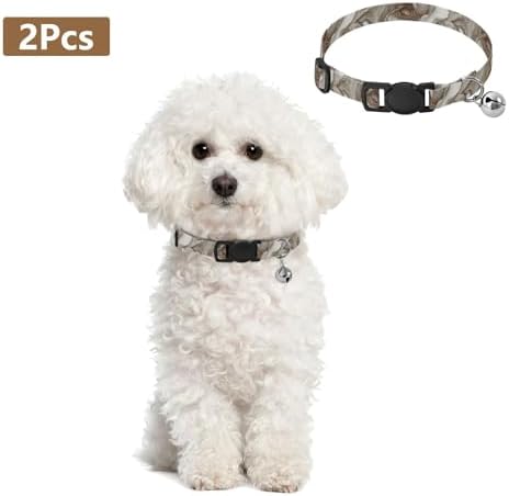 Neutral Marble White Gray Metal Bell Included Dog Collar 2 Pack Collars for Cats