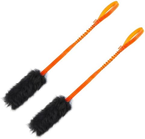 HOWGO Bungee Dog Toy, 100% Sheepskin Tug Rope (Orange, Long w/o Ball 2PC)