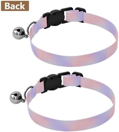 Pastel Gradients Lavender Metal Bell Included Cat Collars 2 Pack Soft Polyester Pet Collar