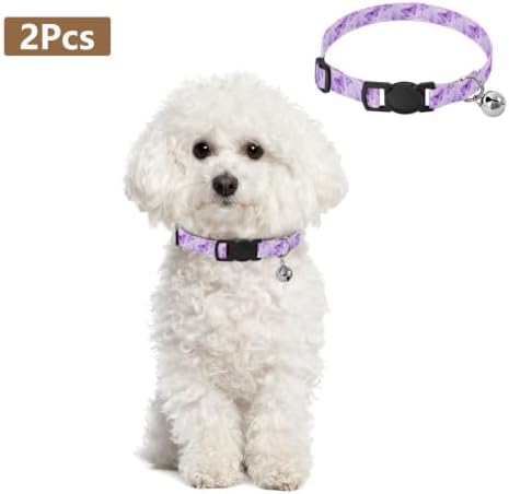 Watercolor Purple Butterflies Easy to Clean Small Dog Collar 2 Pack Soft Cat Collar