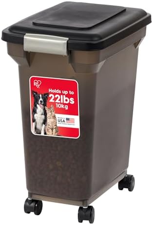 IRIS USA Dog Food Storage Container, Up to 22 lbs, Smoke, Made in USA