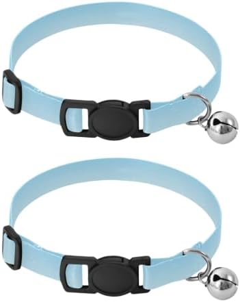 Gradient Blue White Collars for Puppies, 2 Pack Cat Collars with Bell