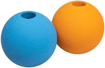 Amazon Basics Interactive Bouncy Durable Rubber Dog Toy Balls, 3 inch, Blue, Orange, Pack of 2